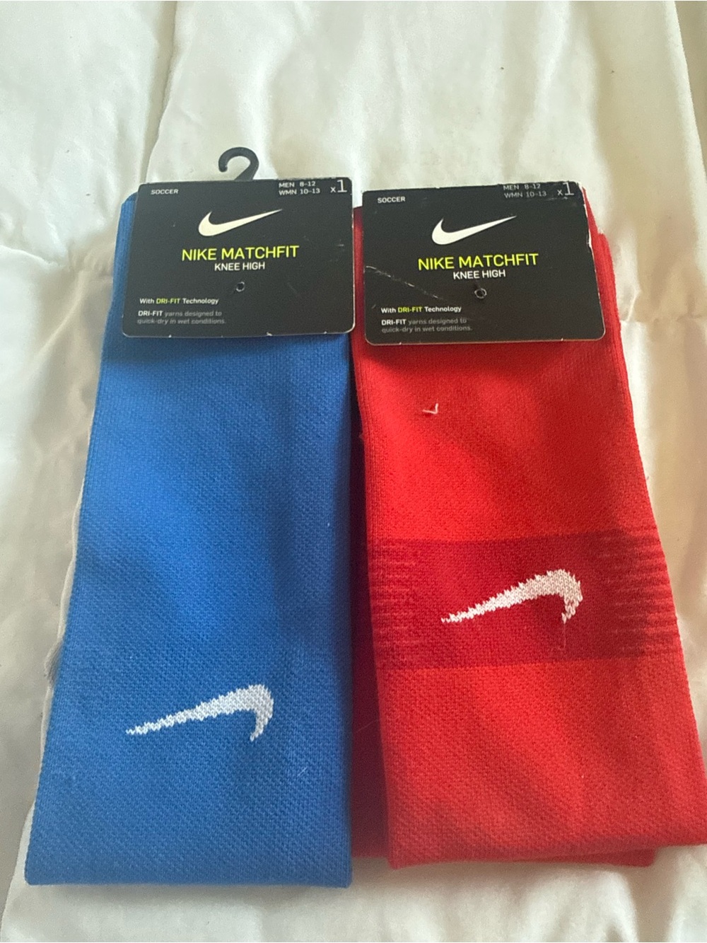 Nike Knee High Athletic Socks - Red/blue  White Swoosh